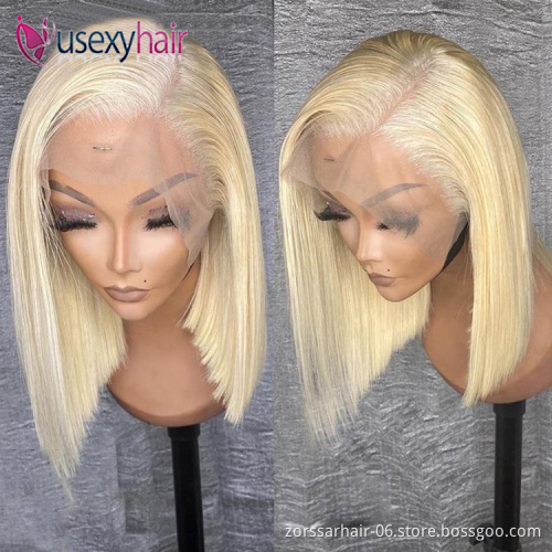 Cheap Peruvian 613 Blonde Colored Bob Wig,Raw Virgin Transparent Hd Full Lace Human Hair Wig,100% Bob Wig Human Hair Lace Front